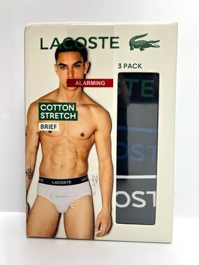 Lacoste 3 Pack Cotton Stretch Brief Soft Touch Breathable Comfort Men Size XL